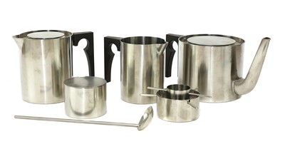 Lot 595 - A Stelton 'Cylinda-line' stainless steel tea set