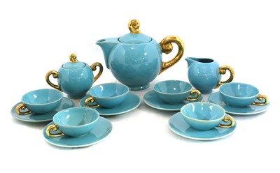Lot 286 - A Belgian blue-glazed tea service