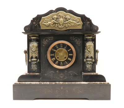 Lot 318 - A Victorian slate mantel clock
