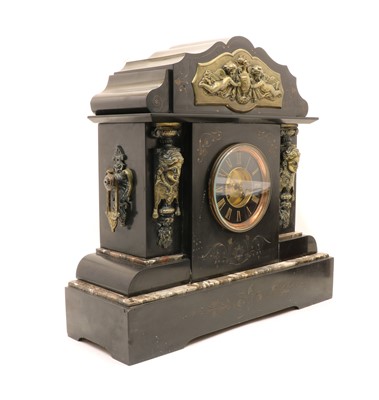 Lot 318 - A Victorian slate mantel clock