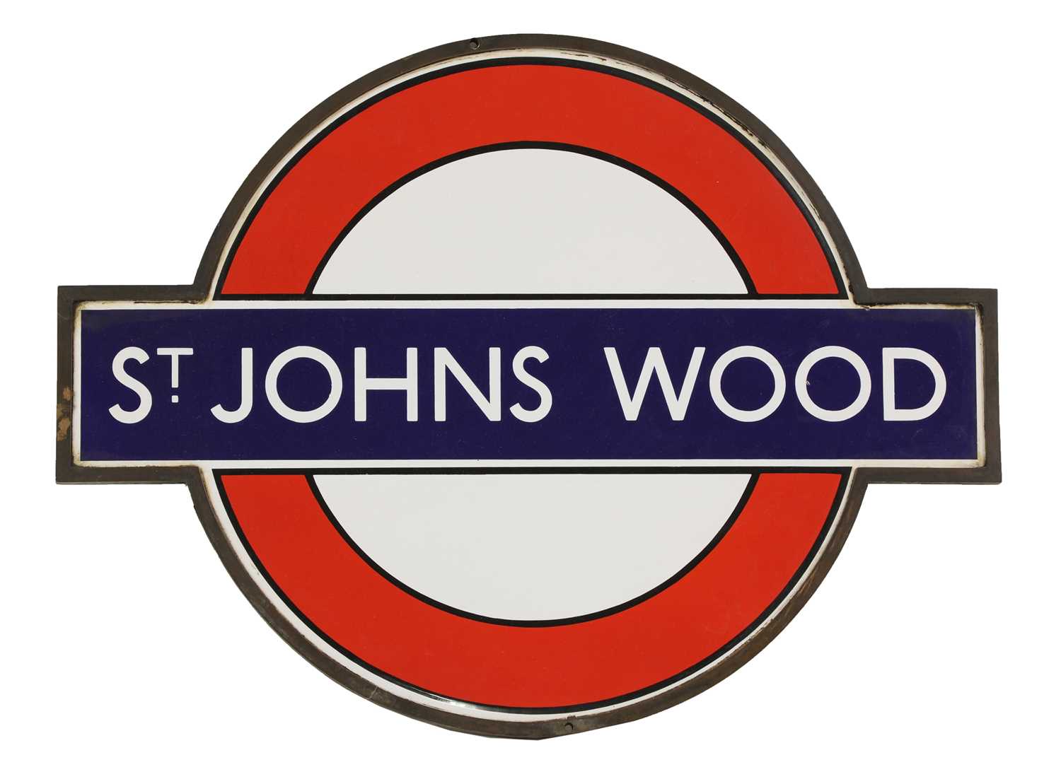 Lot 288 - A London Underground enamelled station sign: 'St Johns Wood'