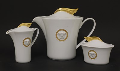 Lot 631 - A Rosenthal Studio-Line Versace Gorgona 'Medaillon Meandre d'Or' tea set for four