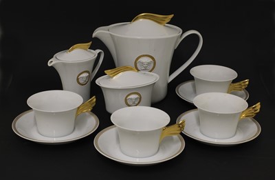 Lot 631 - A Rosenthal Studio-Line Versace Gorgona 'Medaillon Meandre d'Or' tea set for four