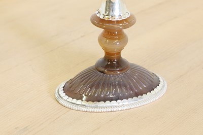 Lot 282 - A French silver and brown banded agate Historismus tazza