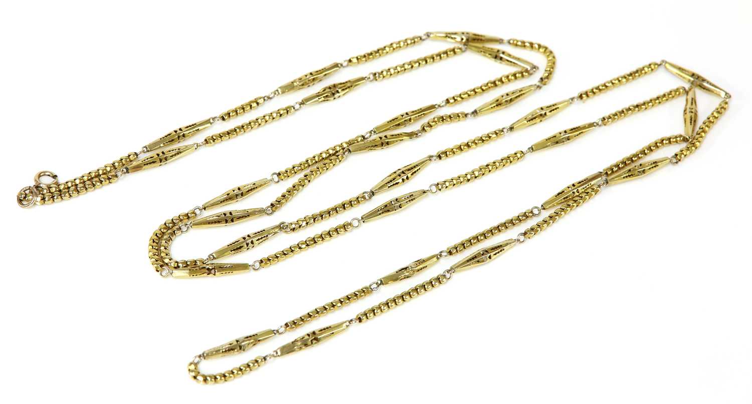 Lot 135 - A Victorian gold guard chain