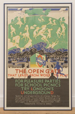 Lot 157 - A London Underground poster: 'The Open Gate that leads from Work to Play'