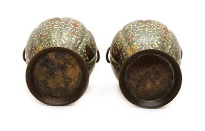 Lot 140 - A pair of Chinese cloisonné vases