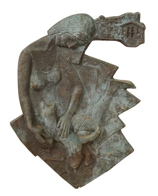 Lot 636 - A patinated bronze wall sculpture