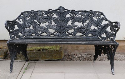 Lot 321 - A Coalbrookdale style painted aluminium garden seat