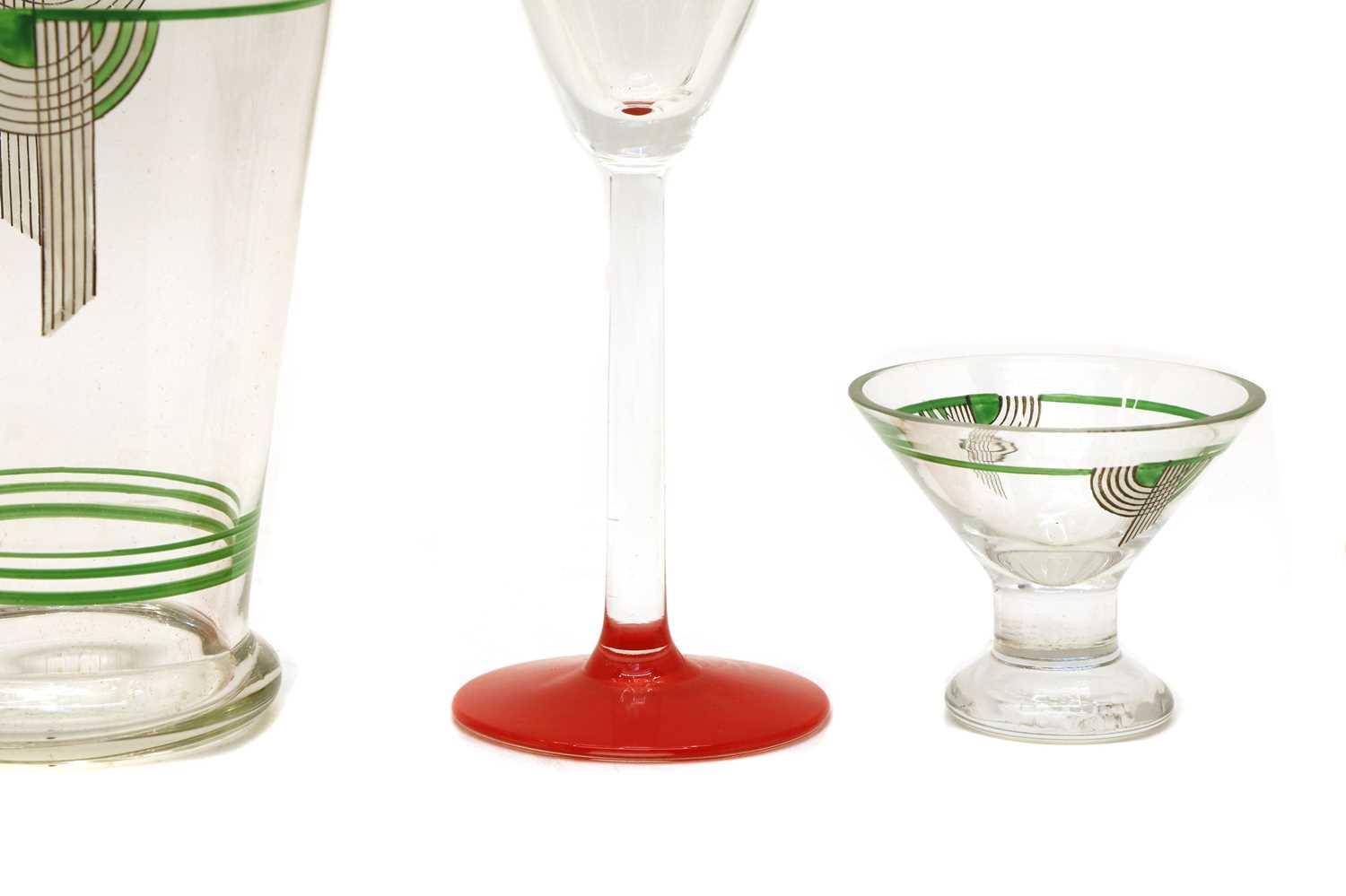 Lot 163 Four Art Deco coloured cocktail glasses,