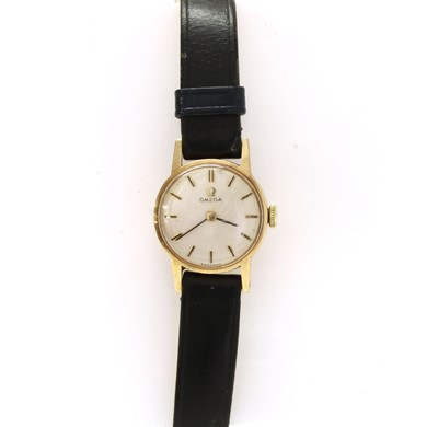Lot 299 - A ladies' gold Omega mechanical strap watch