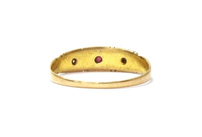 Lot 9 - A 15ct gold ruby and diamond three stone ring