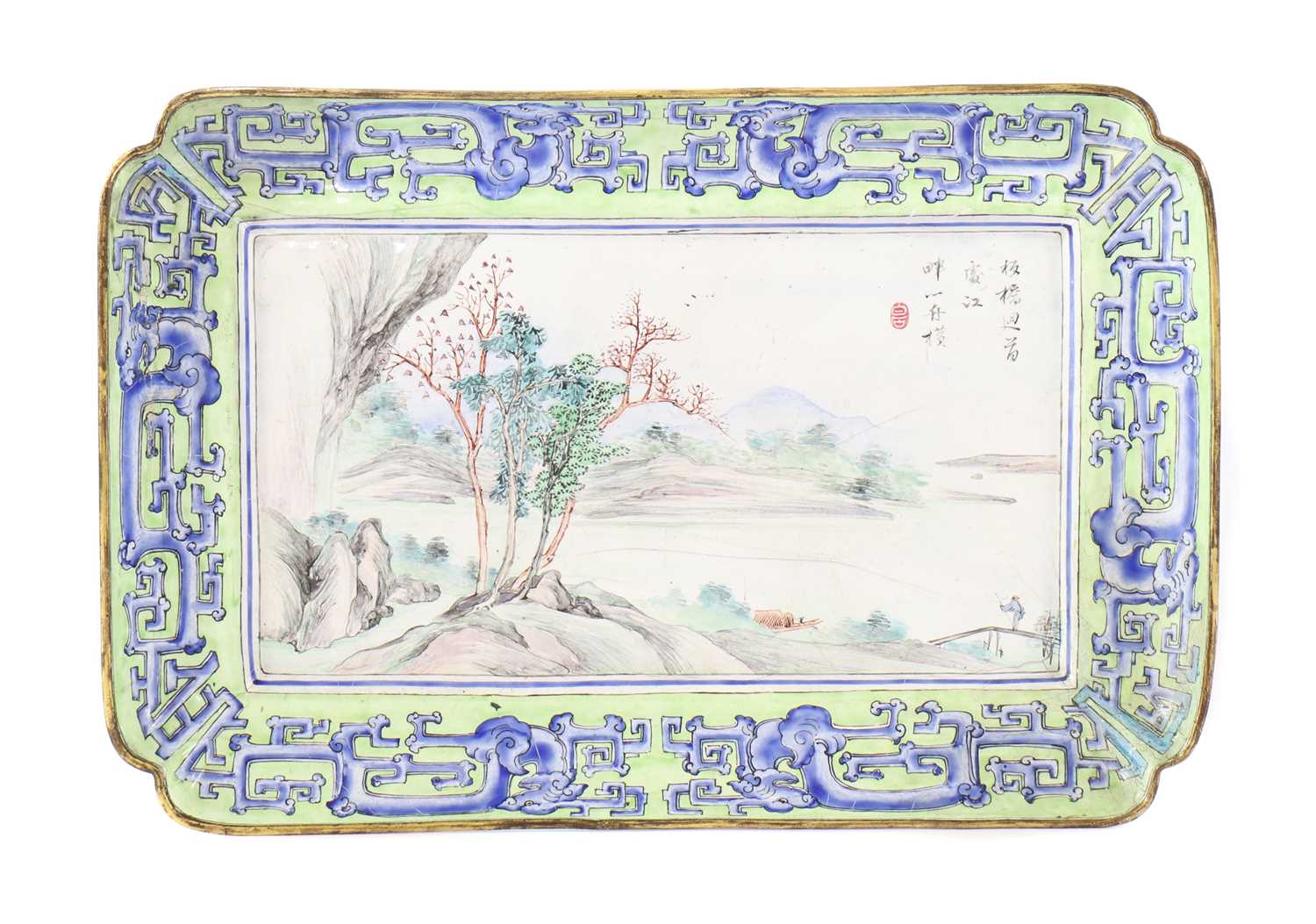 Lot 170 - A Chinese Canton painted enamel tray