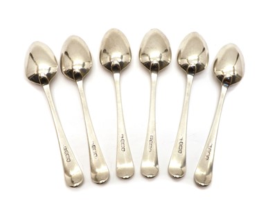 Lot 41 - A George III set of six silver bright-cut engraved tablespoons