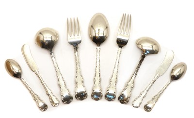 Lot 43 - A composite English silver and Canadian white metal and metalware table service