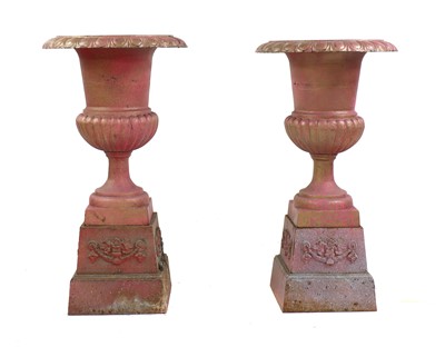 Lot 229 - A pair of cast iron Medici urns