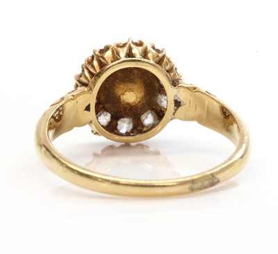 Lot 143 - A gold late Victorian pearl and diamond circular cluster ring