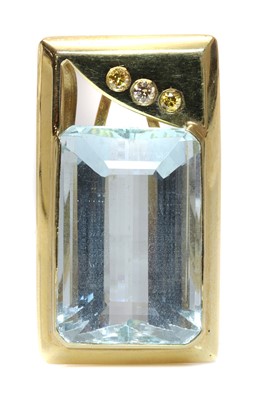 Lot 345 - A Continental aquamarine and diamond slide pendant