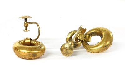 Lot 1019 - A pair of Victorian gold drop earrings