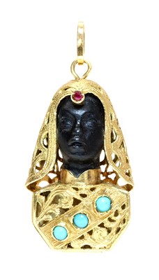 Lot 278 - An Italian gold blackamoor pendant, c.1950