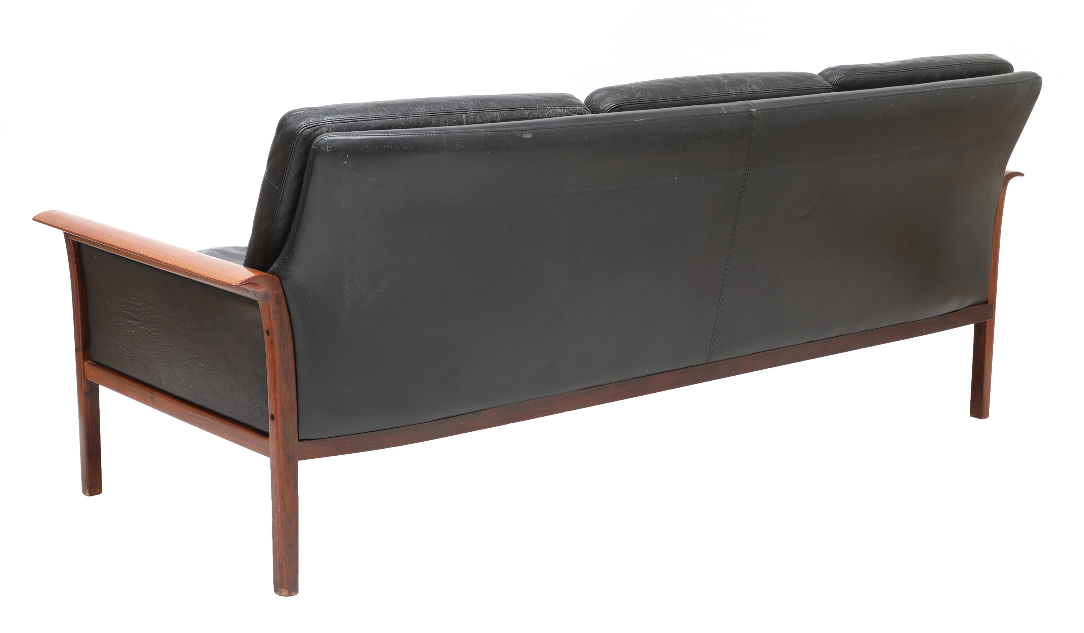 Lot 471 - A Danish black leather sofa,
