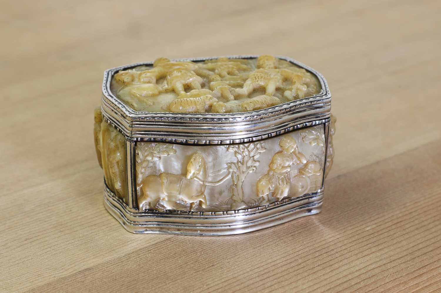 Lot 658 - A French silver and mother-of-pearl box