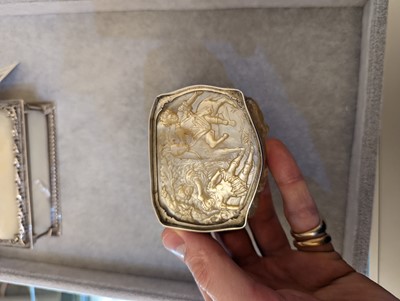 Lot 658 - A French silver and mother-of-pearl box