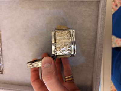 Lot 658 - A French silver and mother-of-pearl box