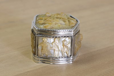 Lot 658 - A French silver and mother-of-pearl box