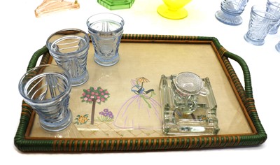 Lot 72 - A tray with coloured glassware