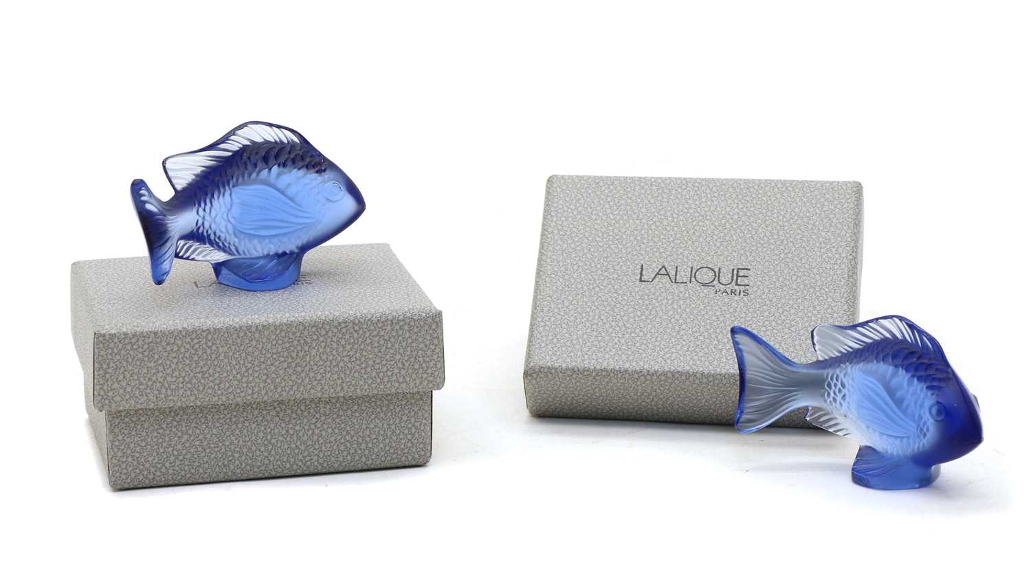 Lot 85 - Two boxed Lalique glass fish