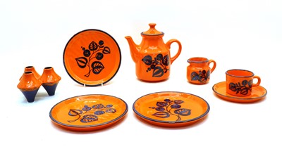 Lot 130 - A German pottery 'Tivoli' tea set