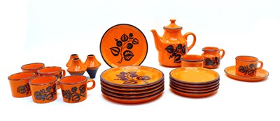 Lot 130 - A German pottery 'Tivoli' tea set