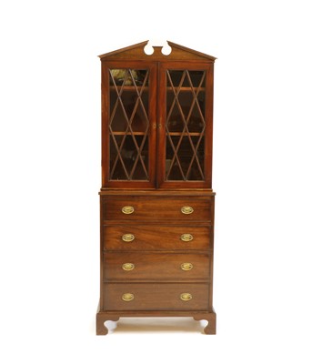 Lot 434 - A George III style mahogany small secretaire bookcase