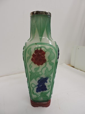 Lot 77 - A Chinese six-colour overlay Peking glass vase