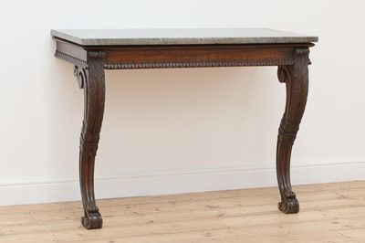 Lot 219 - A Regency oak marble top console table
