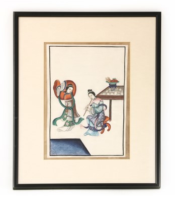 Lot 203 - Three Chinese pith paper paintings