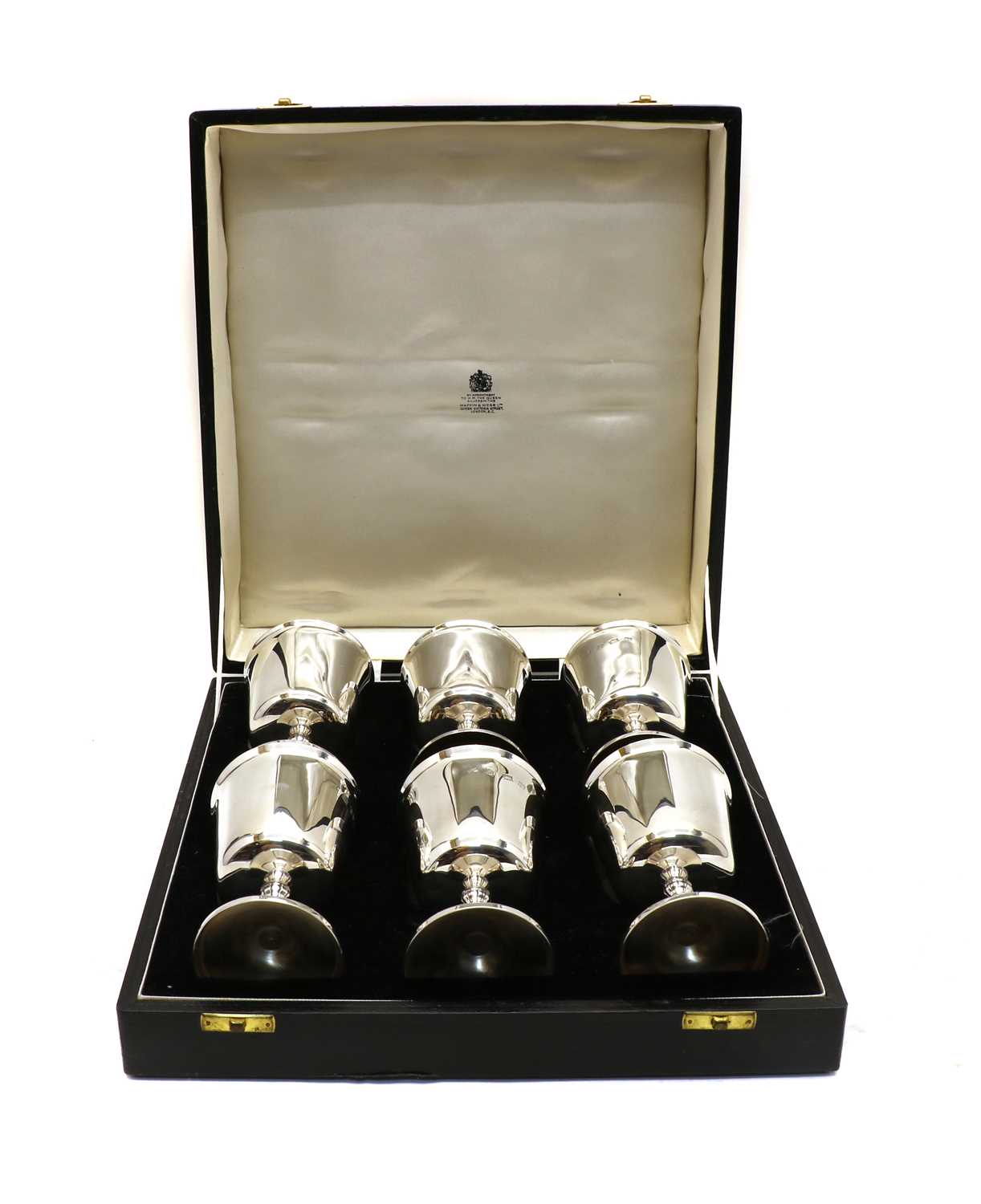 Lot 13 - A set of six Mappin & Webb silver wine goblets