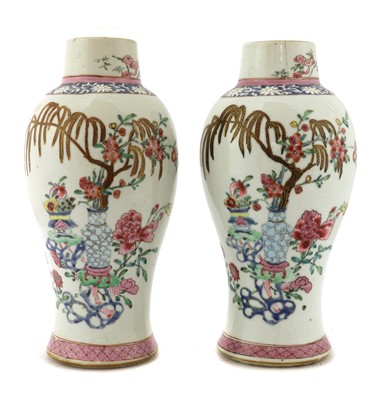 Lot 52 - A pair of Chinese export famille rose vases
