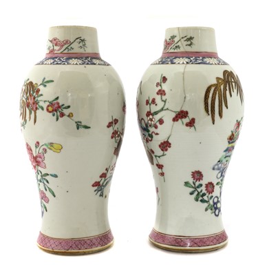 Lot 52 - A pair of Chinese export famille rose vases