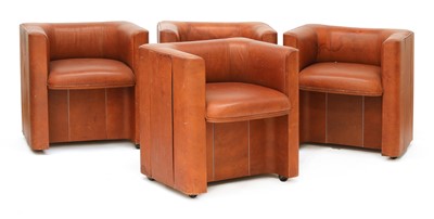 Lot 729 - A set four leather armchairs