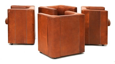 Lot 729 - A set four leather armchairs