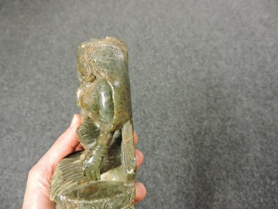 Lot 278 - A soapstone carving of a Bodhisattva with child