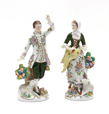 Lot 73 - A pair of Sitzendorf porcelain figures of a shepherd and shepherdess