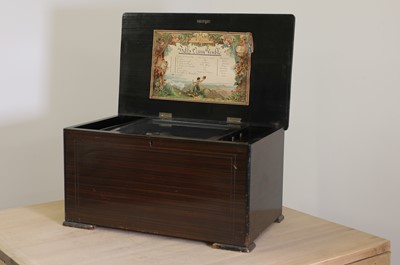 Lot 613 - An eight-air musical box with bells and drums in sight