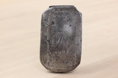 Lot 787 - A base metal, probably iron, tobacco box