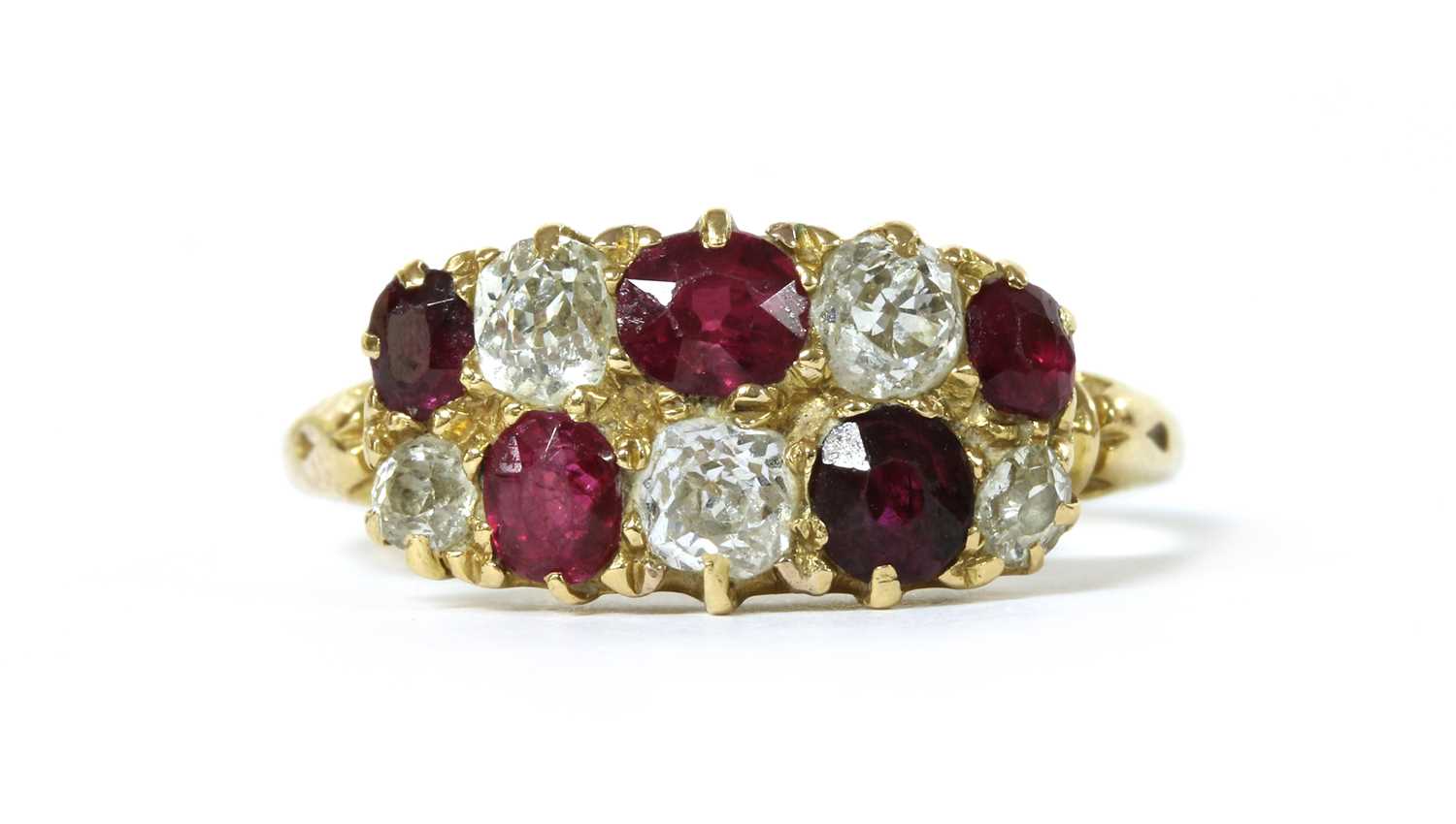 Lot 1027 - A gold ruby and diamond ring