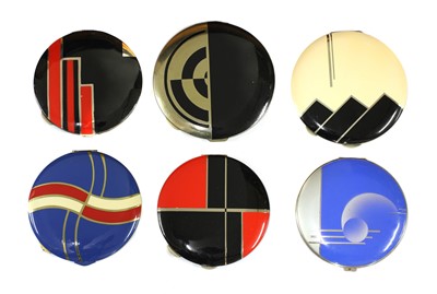 Lot 210 - A collection of six Art Deco compacts