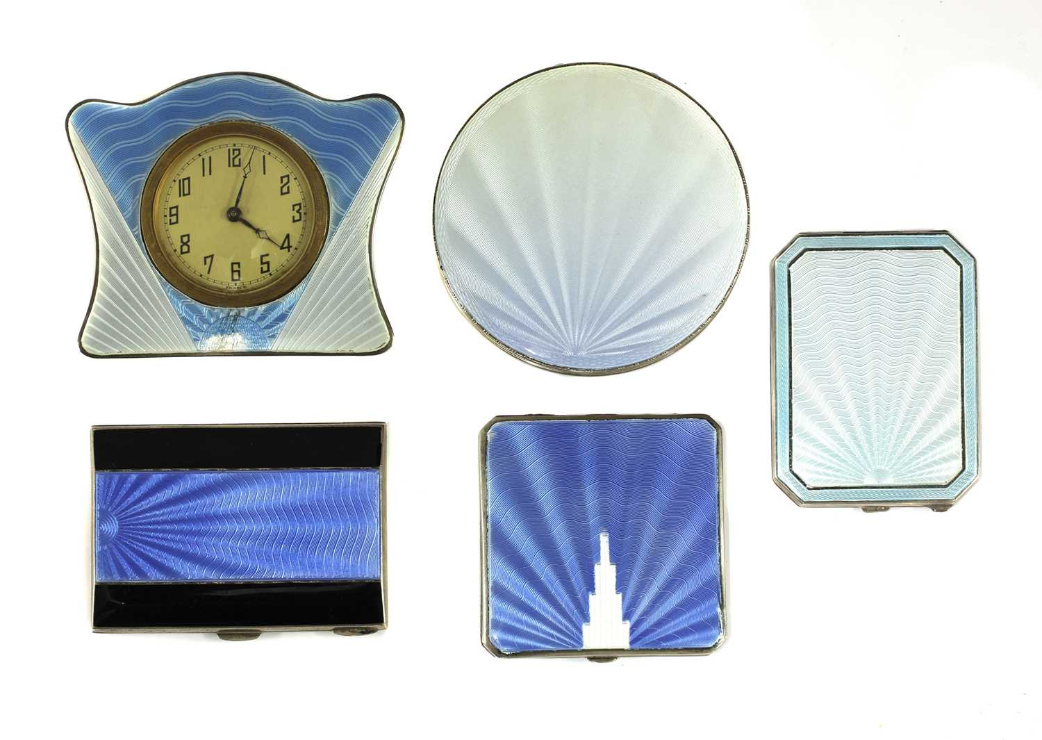Lot 211 - Three silver and enamelled ladies' compacts