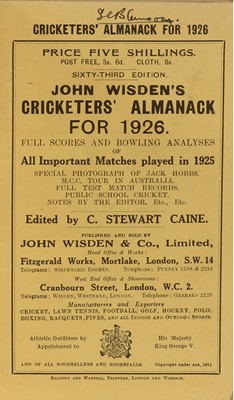 Lot 70 - WISDEN Cricketers' Almanack: 1926